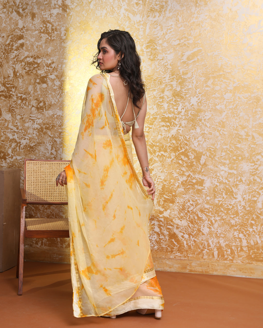 Bandhani Yellow Printed Daily Wear  Saree