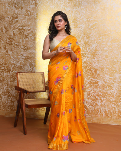 Bandhani Yellow Printed  Wear  Saree