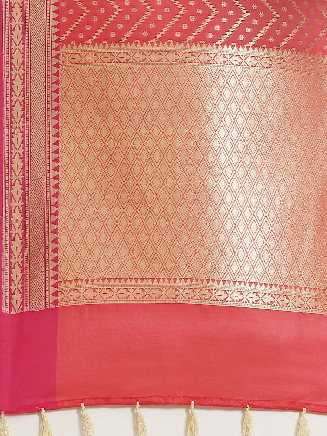 Indethnic Banarasi Red Woven Design Party Wear Saree - Saree Detail View