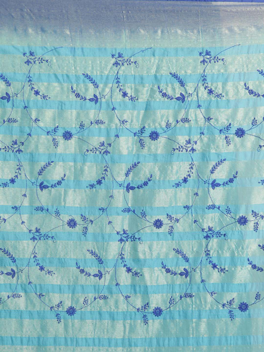 Indethnic Banarasi Blue Embroidered Daily Wear Saree - Saree Detail View