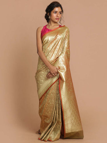 Banarasi Brown Woven Design Festive Wear Saree
