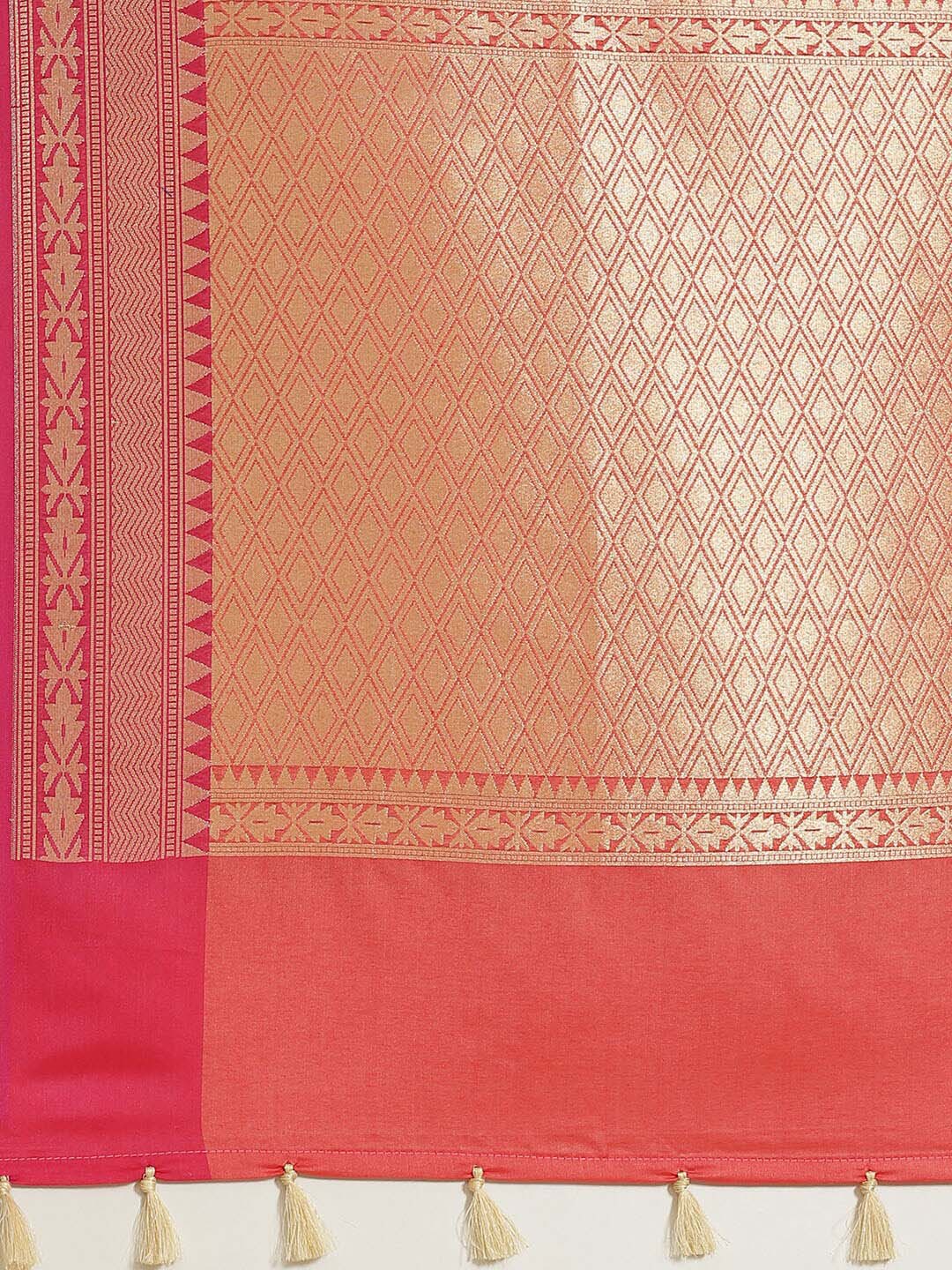 Indethnic Banarasi Coral Woven Design Party Wear Saree - Saree Detail View