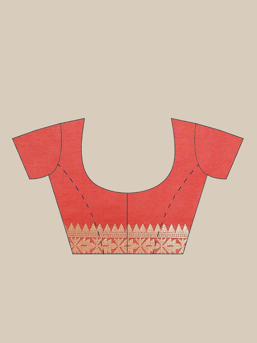 Indethnic Banarasi Coral Woven Design Party Wear Saree - Blouse Piece View