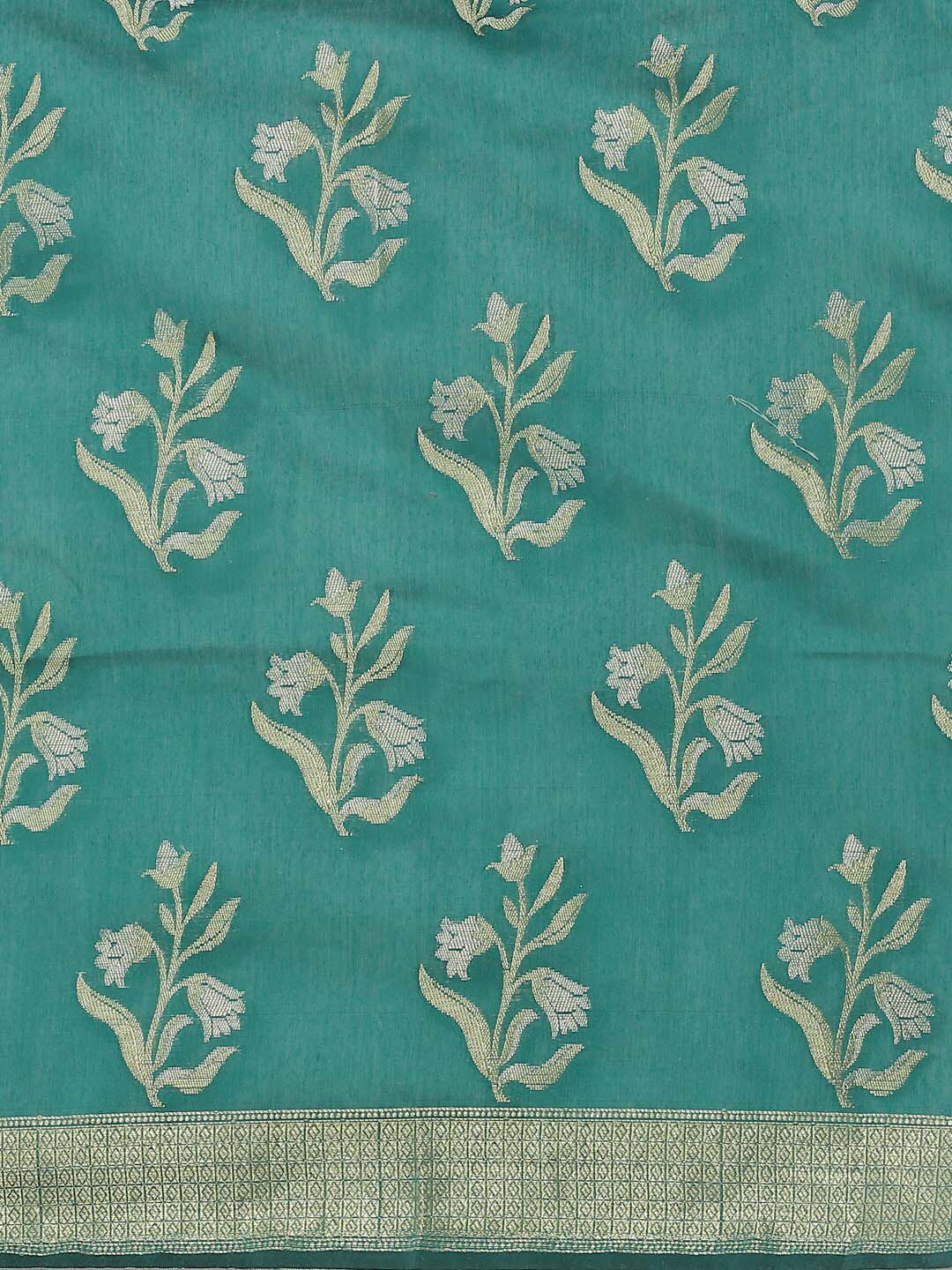 Indethnic Banarasi Green Woven Design Daily Wear Saree - View 3