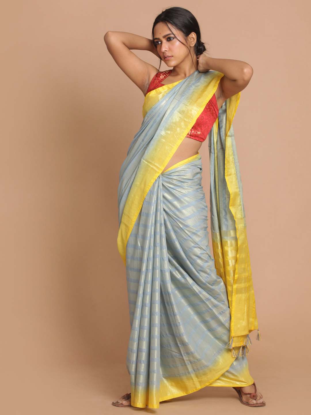 Indethnic Banarasi Grey Woven Design Daily Wear Saree - View 1