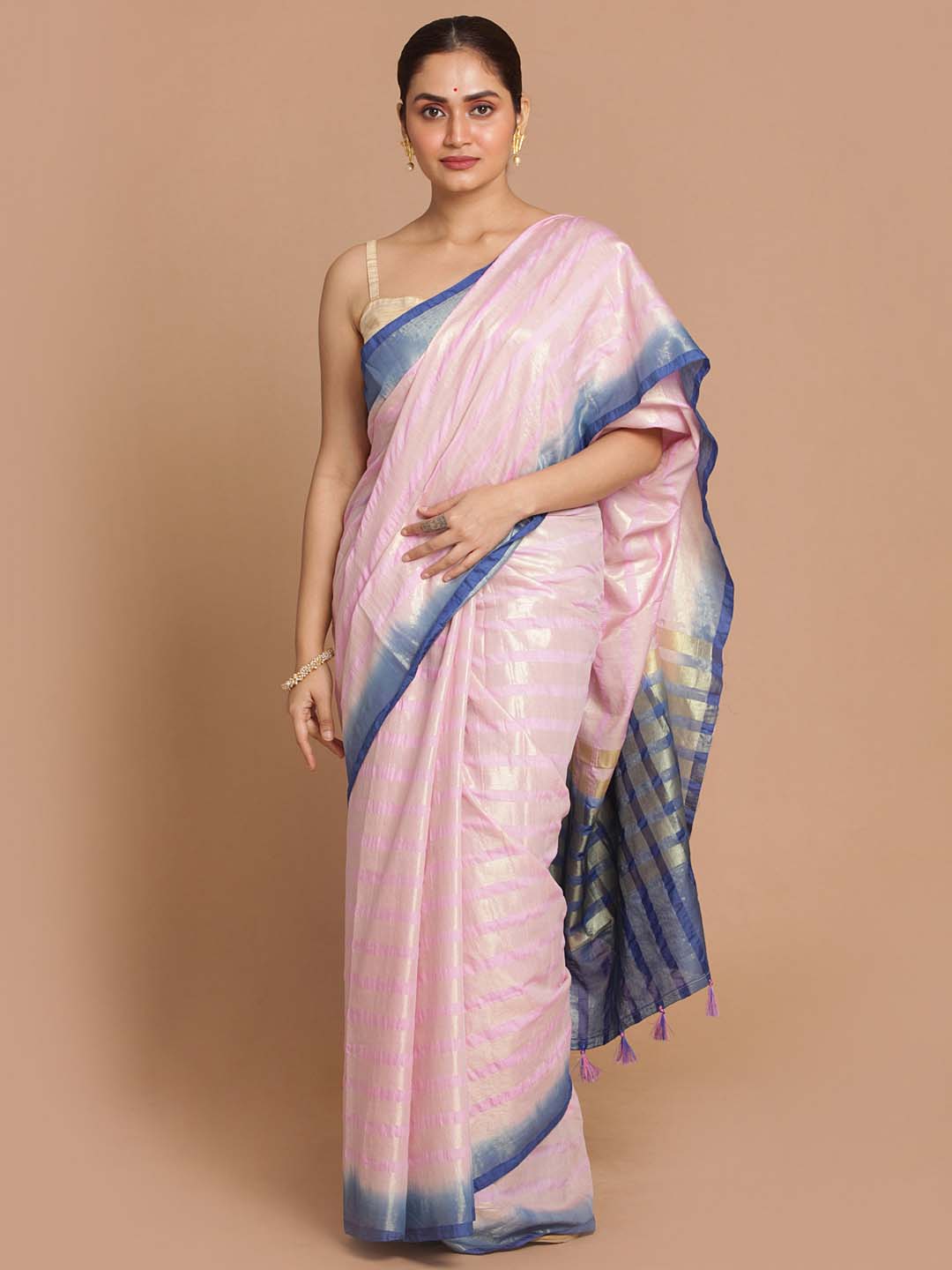 Indethnic Banarasi Lavendar Woven Design Daily Wear Saree - View 1