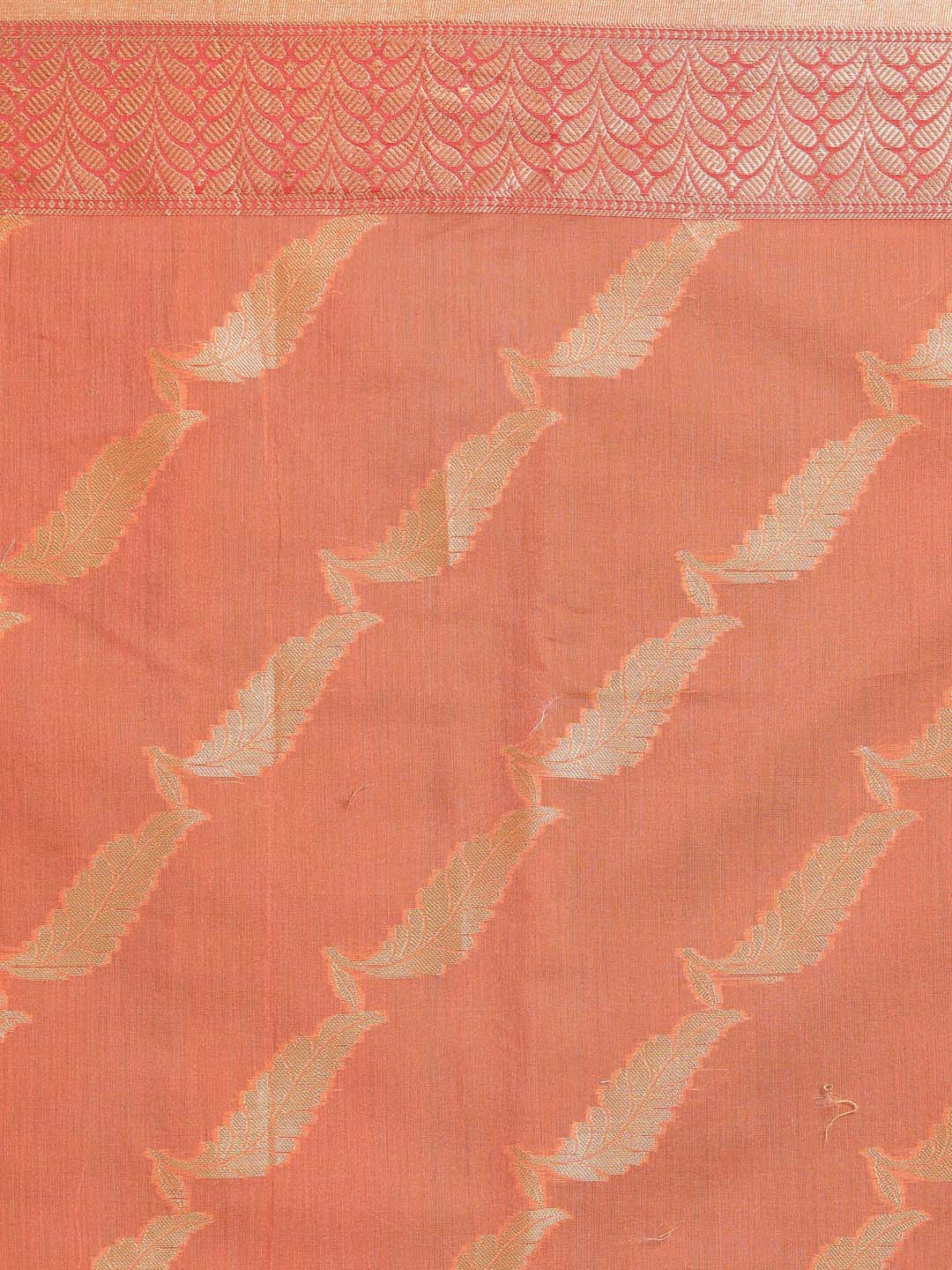 Indethnic Banarasi Orange Woven Design Party Wear Saree - Saree Detail View