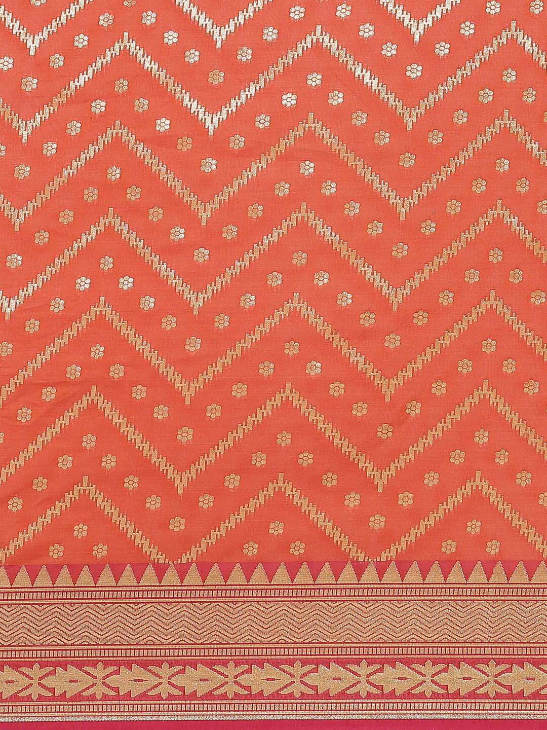 Indethnic Banarasi Rust Woven Design Party Wear Saree - View 3