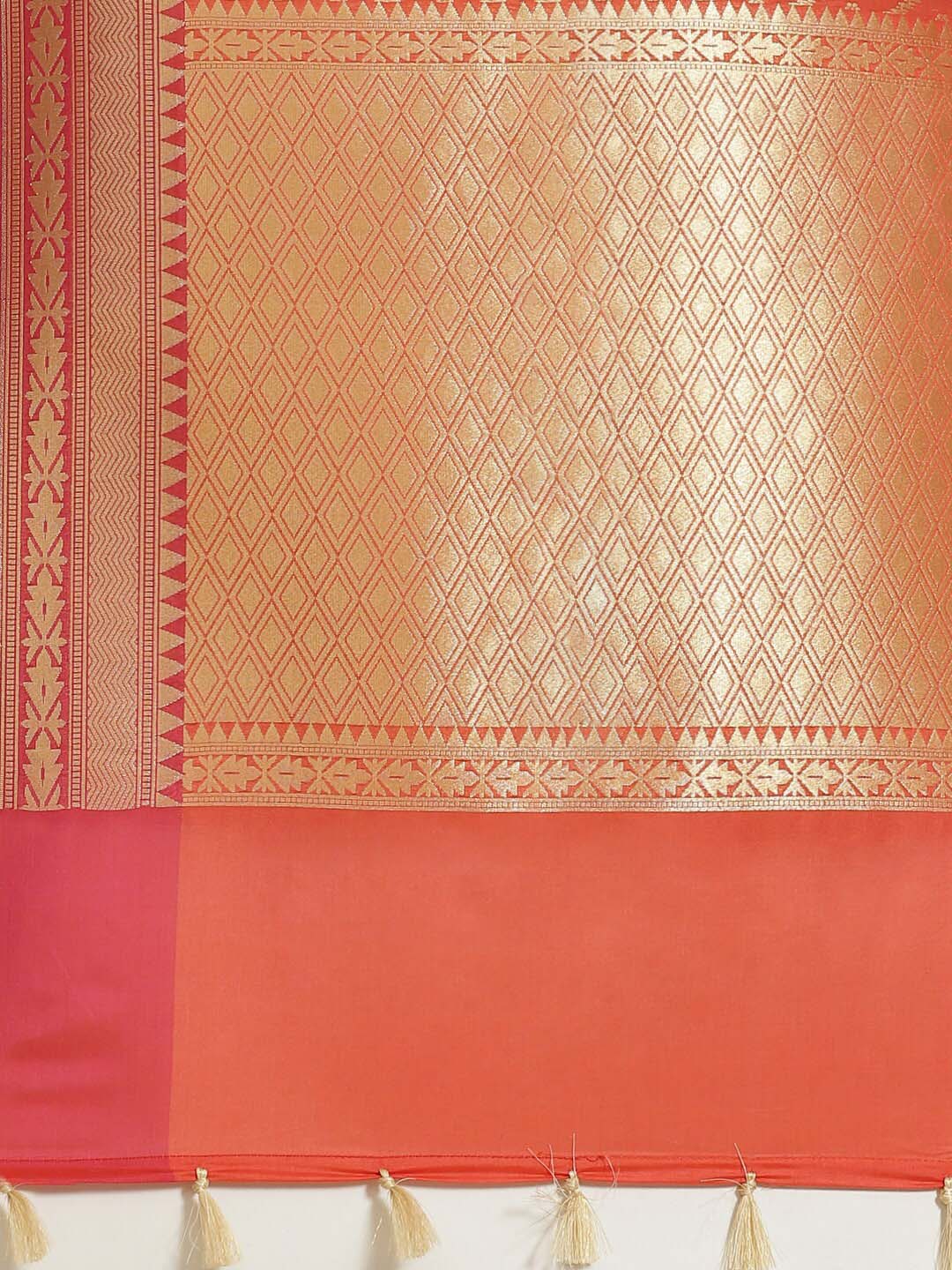Indethnic Banarasi Rust Woven Design Party Wear Saree - Saree Detail View