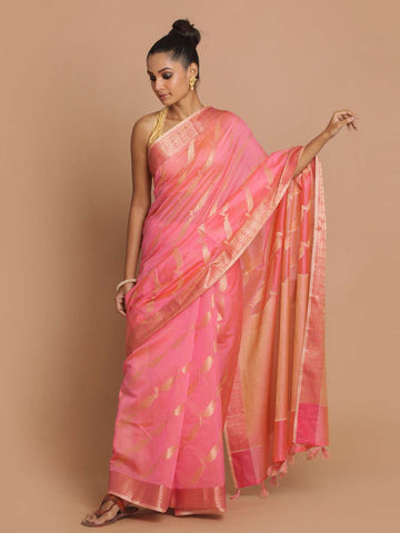 ASTER WITH GOLDEN LEAVES (BANARASI LIVA SAREE)