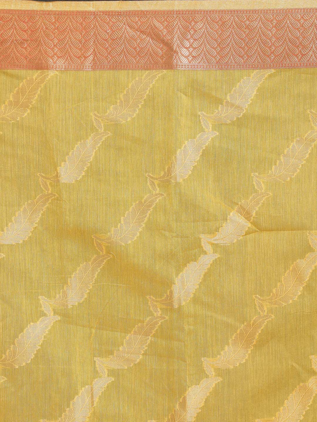 Indethnic Banarasi Yellow Woven Design Party Wear Saree - Saree Detail View