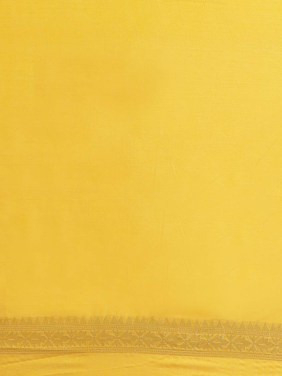 Indethnic Banarasi Yellow Woven Design Party Wear Saree - Saree Detail View