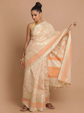 GRACEFUL BEIGE (BANARASI COTTON BLEND SAREE)