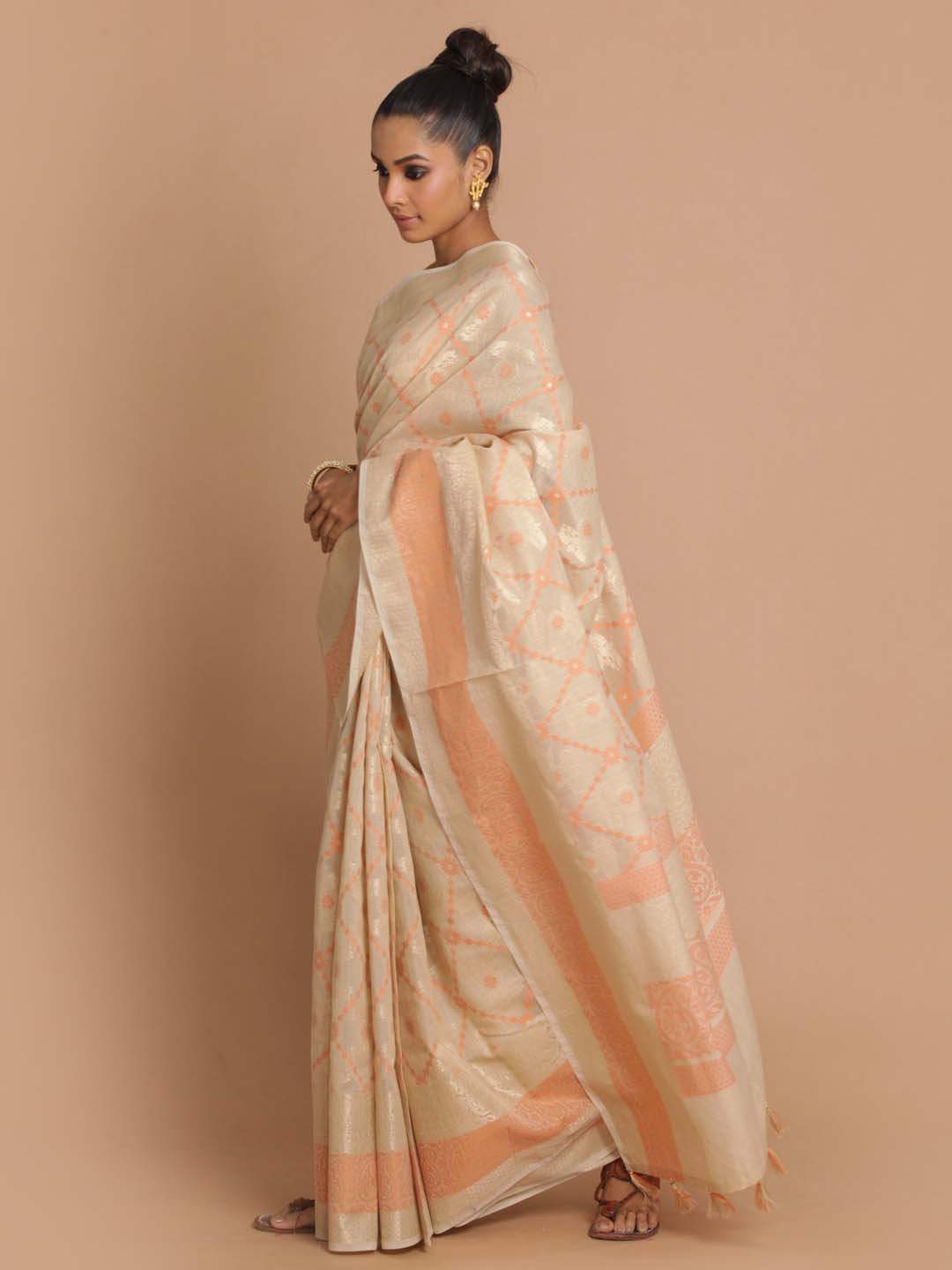 Indethnic Banarasi Beige Woven Design Daily Wear Saree - View 2