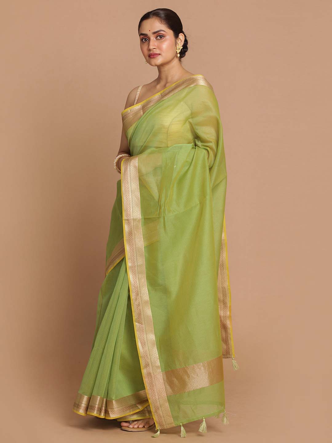 Indethnic Banarasi Green Woven Design Daily Wear Saree - View 2