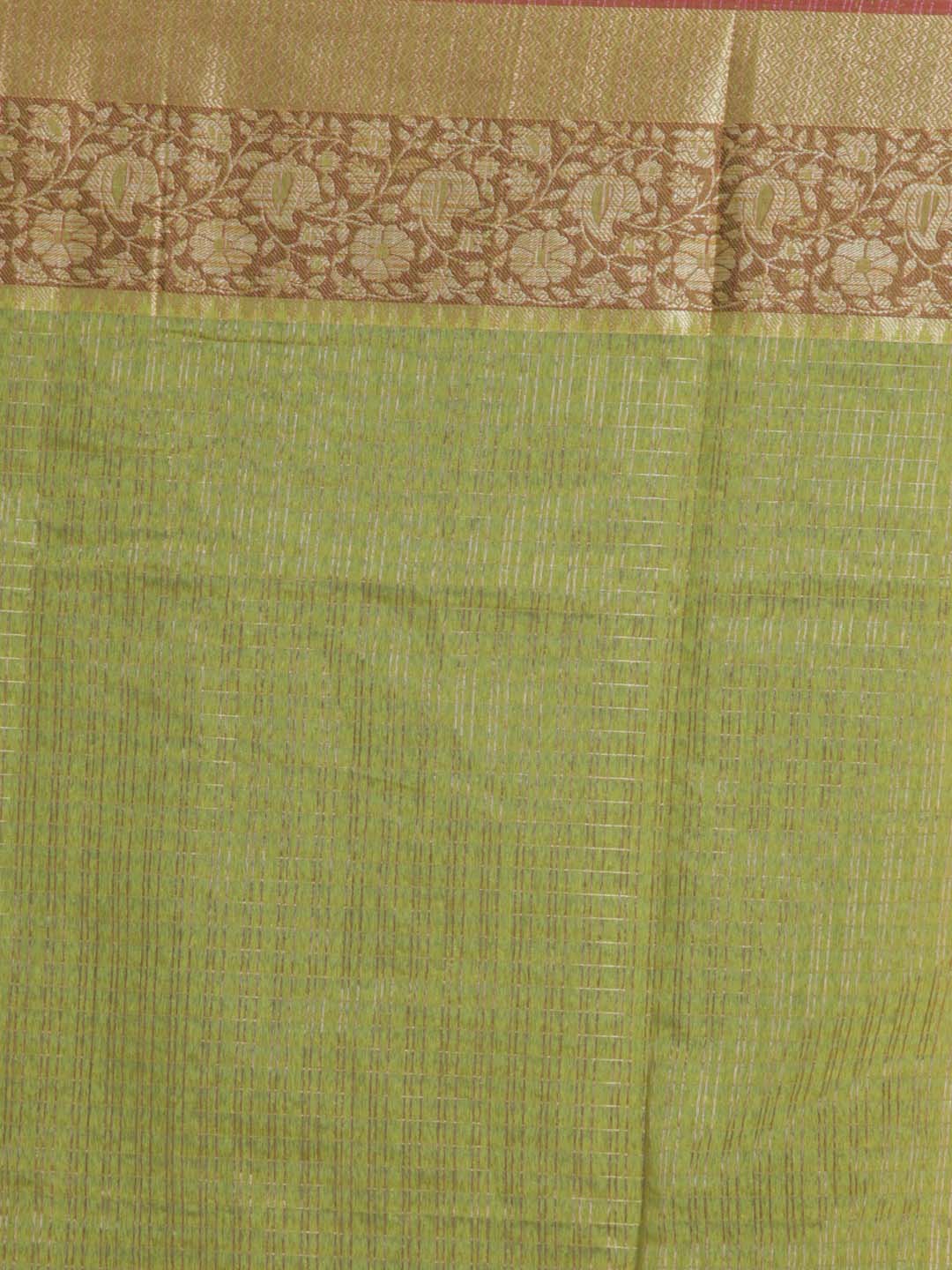 Indethnic Banarasi Green Checked Daily Wear Saree - Saree Detail View