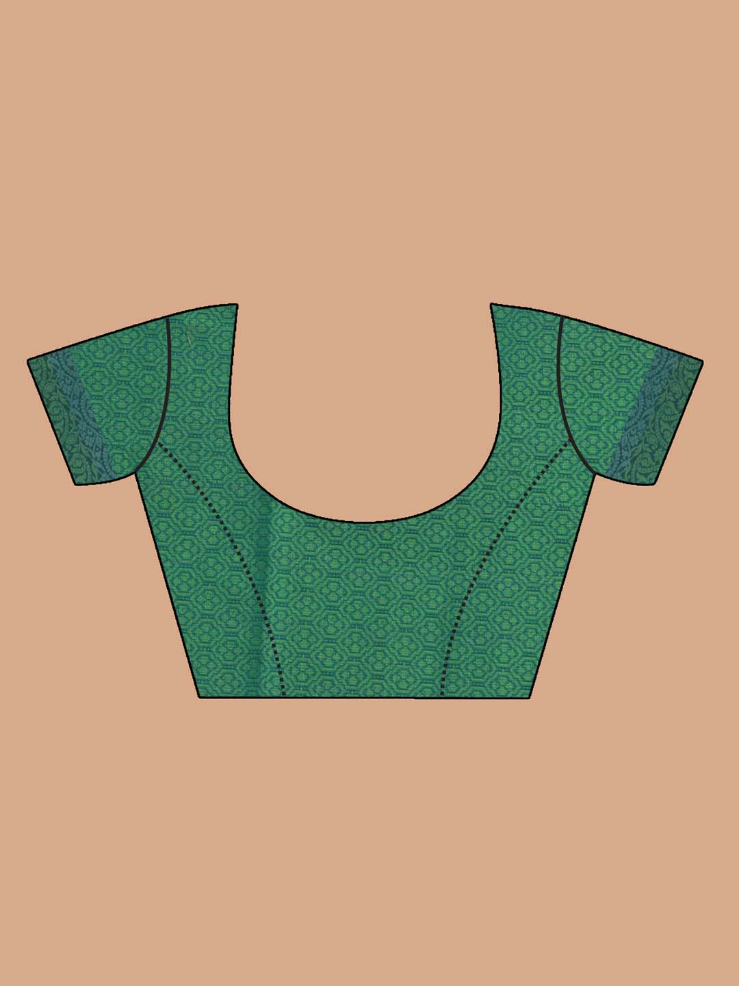 Indethnic Banarasi Green Printed Daily Wear Saree - Blouse Piece View