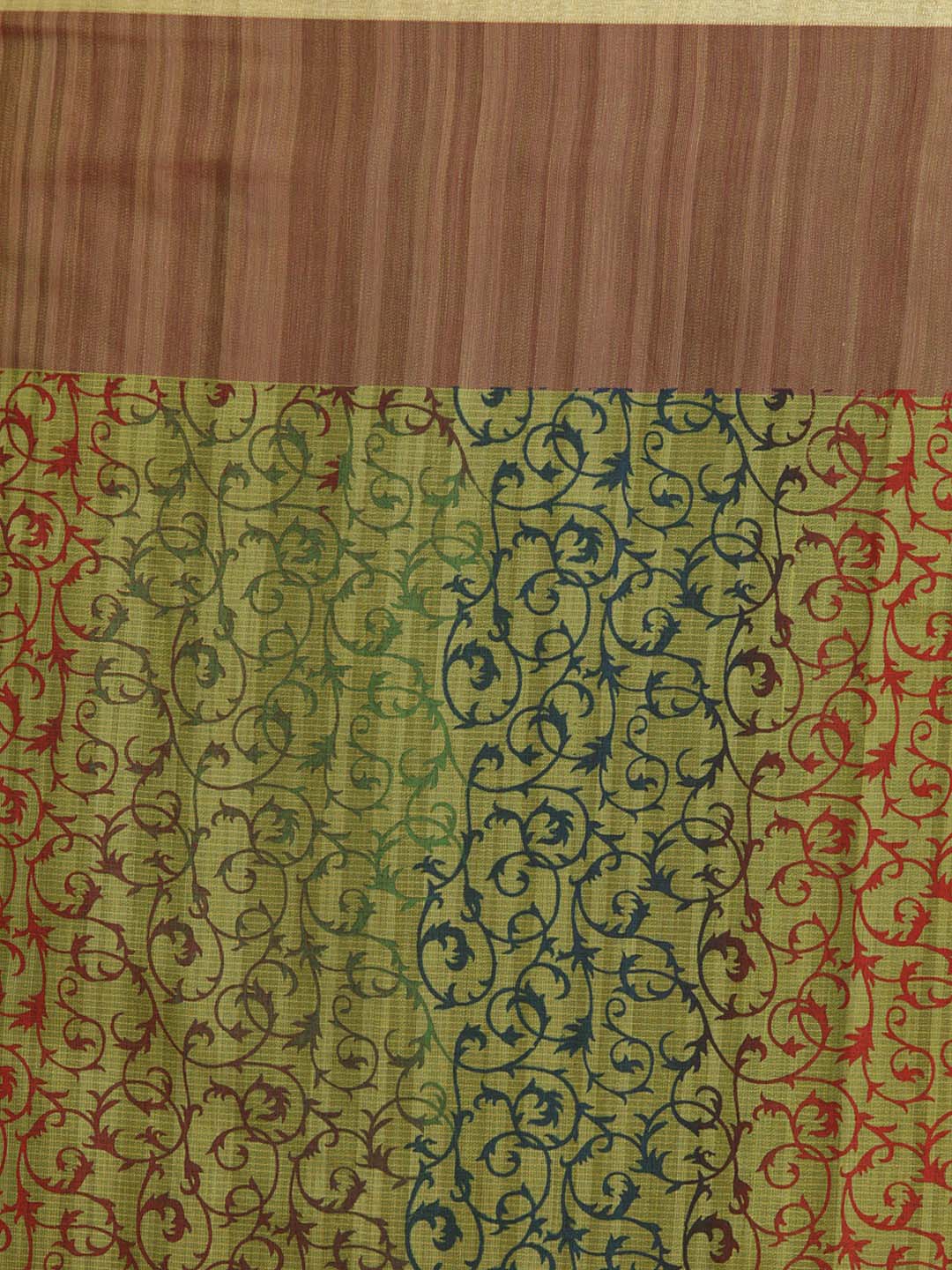 Indethnic Banarasi Green Printed Daily Wear Saree - Saree Detail View
