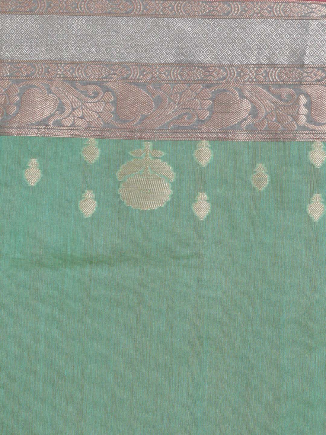 Indethnic Banarasi Green Woven Design Daily Wear Saree - Saree Detail View