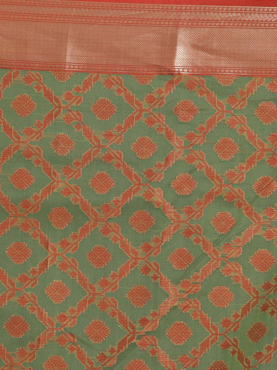 Indethnic Banarasi Green Woven Design Party Wear Saree - Saree Detail View
