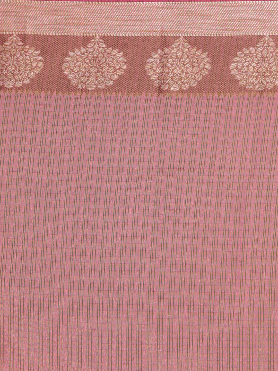 Indethnic Banarasi Lavendar Checked Daily Wear Saree - Saree Detail View