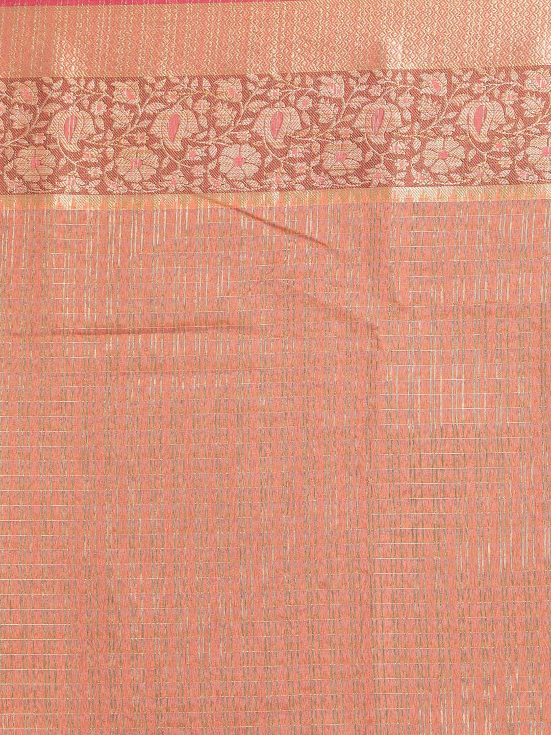Indethnic Banarasi Peach Checked Daily Wear Saree - Saree Detail View