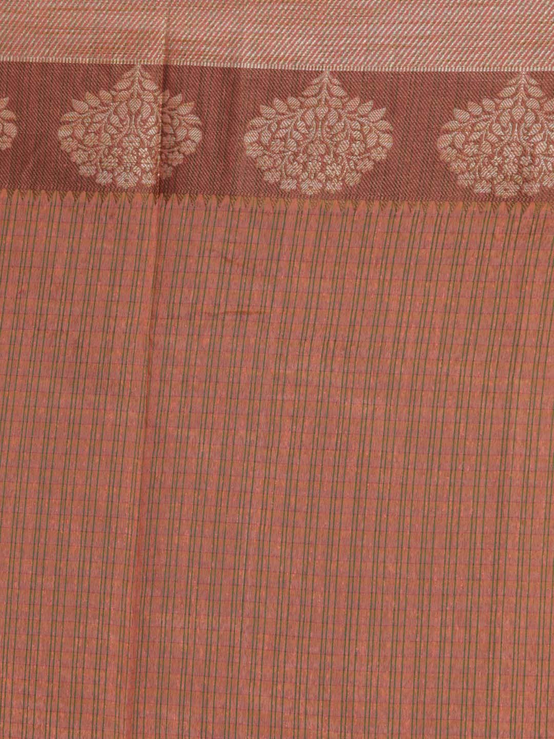 Indethnic Banarasi Peach Checked Daily Wear Saree - Saree Detail View