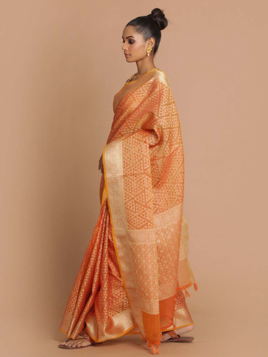 Indethnic Banarasi Rust Woven Design Daily Wear Saree - View 2