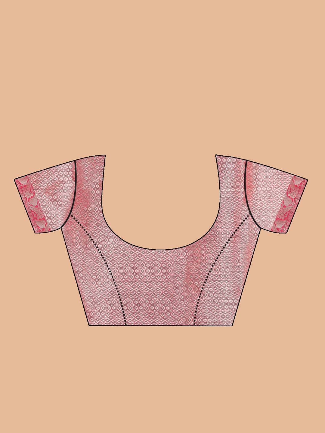 Indethnic Banarasi Pink Woven Design Daily Wear Saree - Blouse Piece View