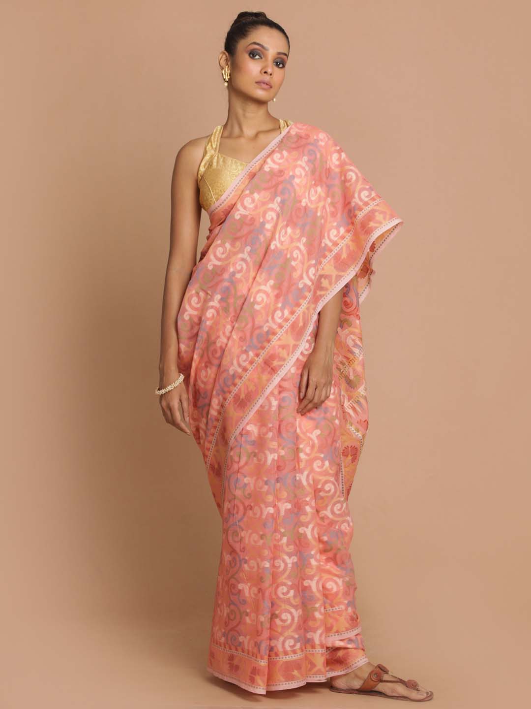 Indethnic Banarasi Pink Woven Design Daily Wear Saree - View 1