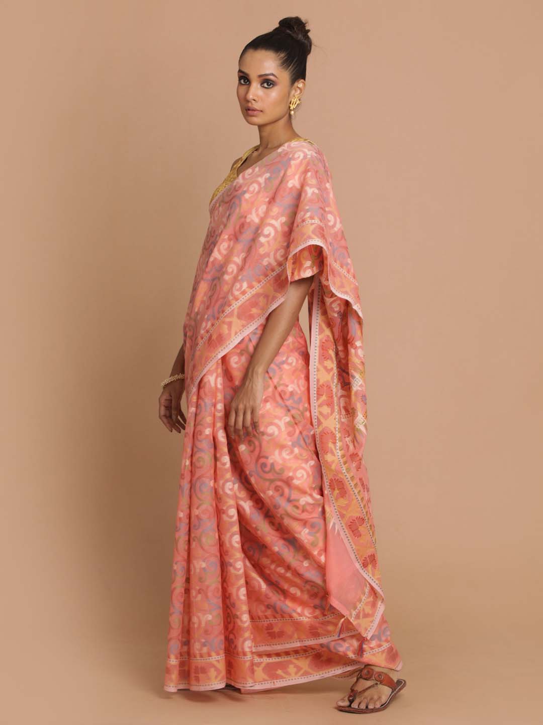 Indethnic Banarasi Pink Woven Design Daily Wear Saree - View 2