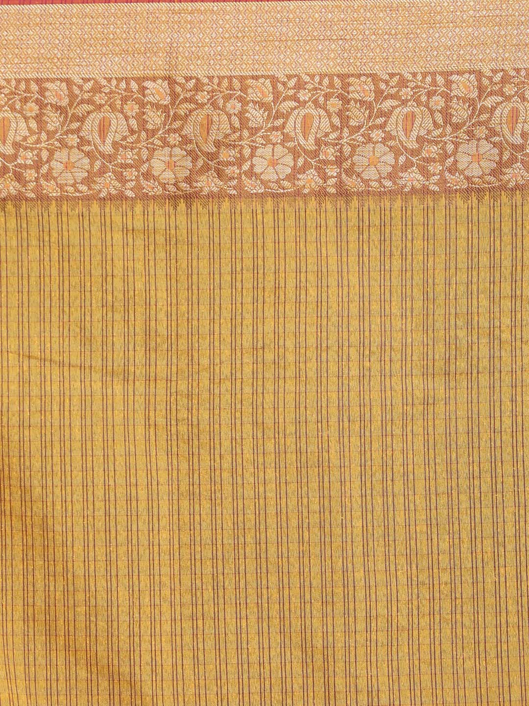 Indethnic Banarasi Yellow Checked Daily Wear Saree - Saree Detail View