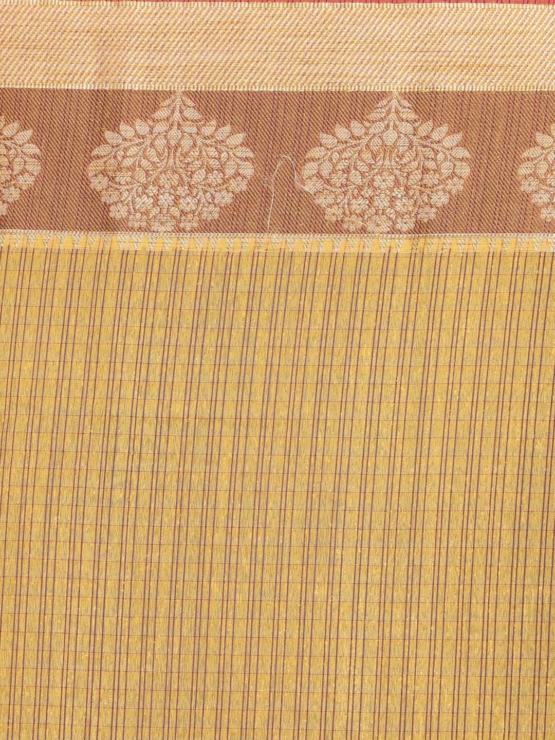 Indethnic Banarasi Yellow Checked Daily Wear Saree - Saree Detail View