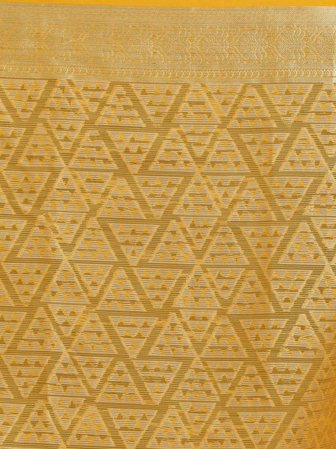 Indethnic Banarasi Yellow Woven Design Daily Wear Saree - Saree Detail View