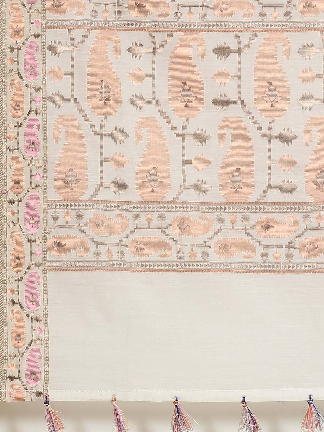 Indethnic Banarasi White Woven Design Work Wear Saree - Saree Detail View