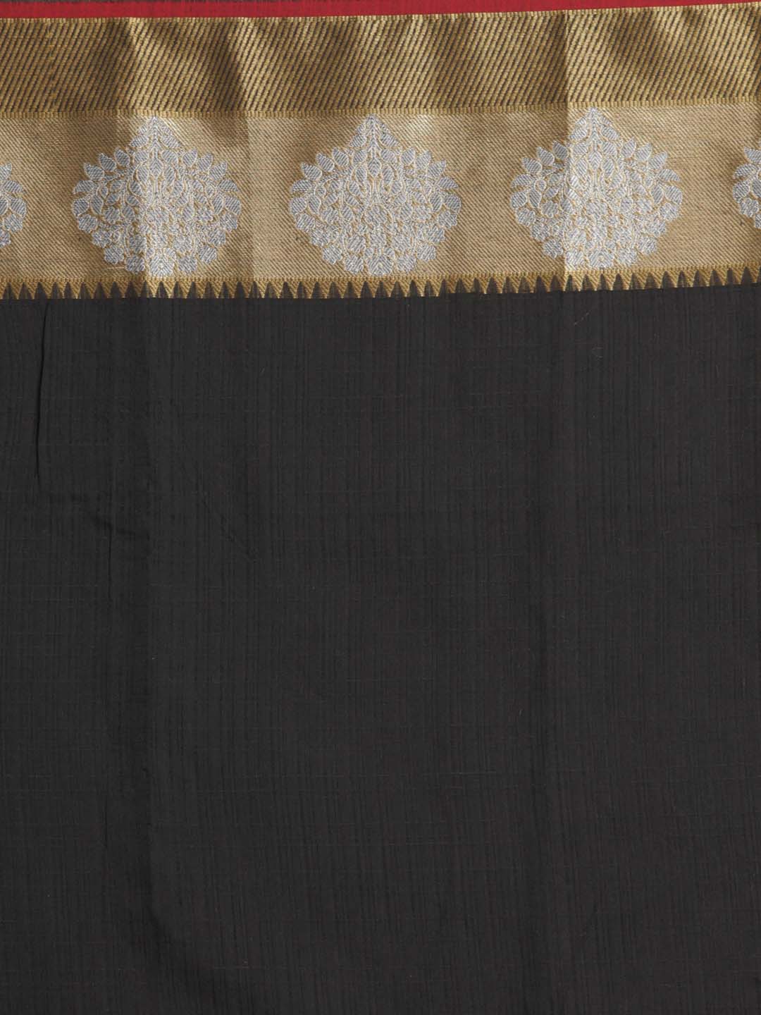 Indethnic Banarasi Black Checked Work Wear Saree - Saree Detail View