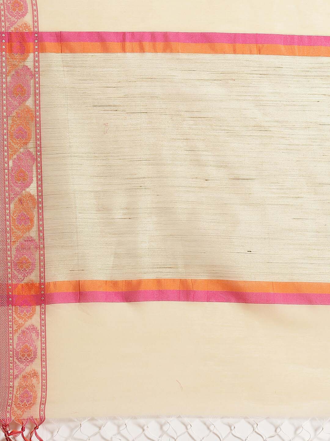 Indethnic Banarasi Beige Solid Daily Wear Saree - Saree Detail View