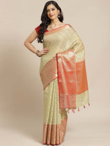 BEIGE RADIANCE (BANARASI LIVA SAREE)