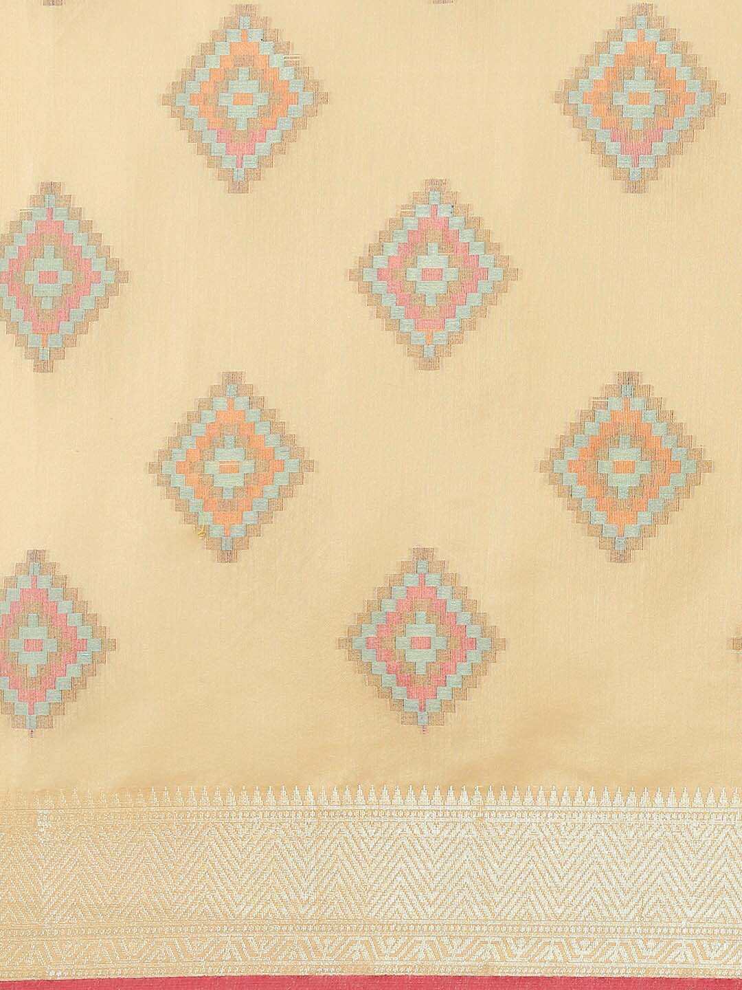 Indethnic Banarasi Beige Woven Design Work Wear Saree - View 3