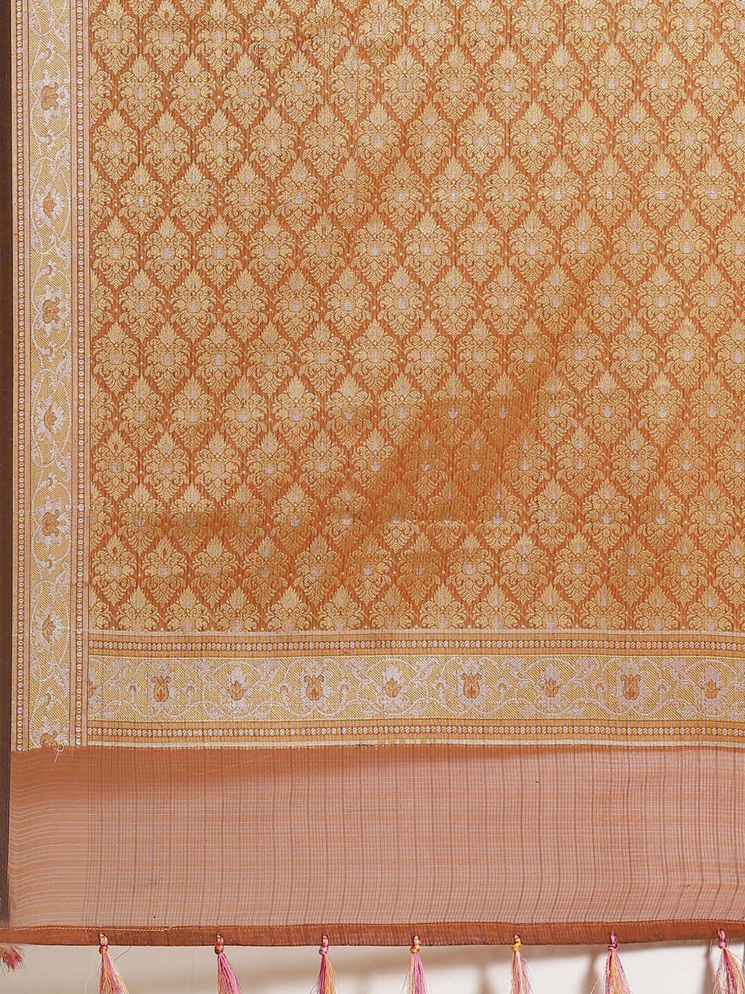 Indethnic Banarasi Brown Woven Design Traditional Wear Saree - Saree Detail View