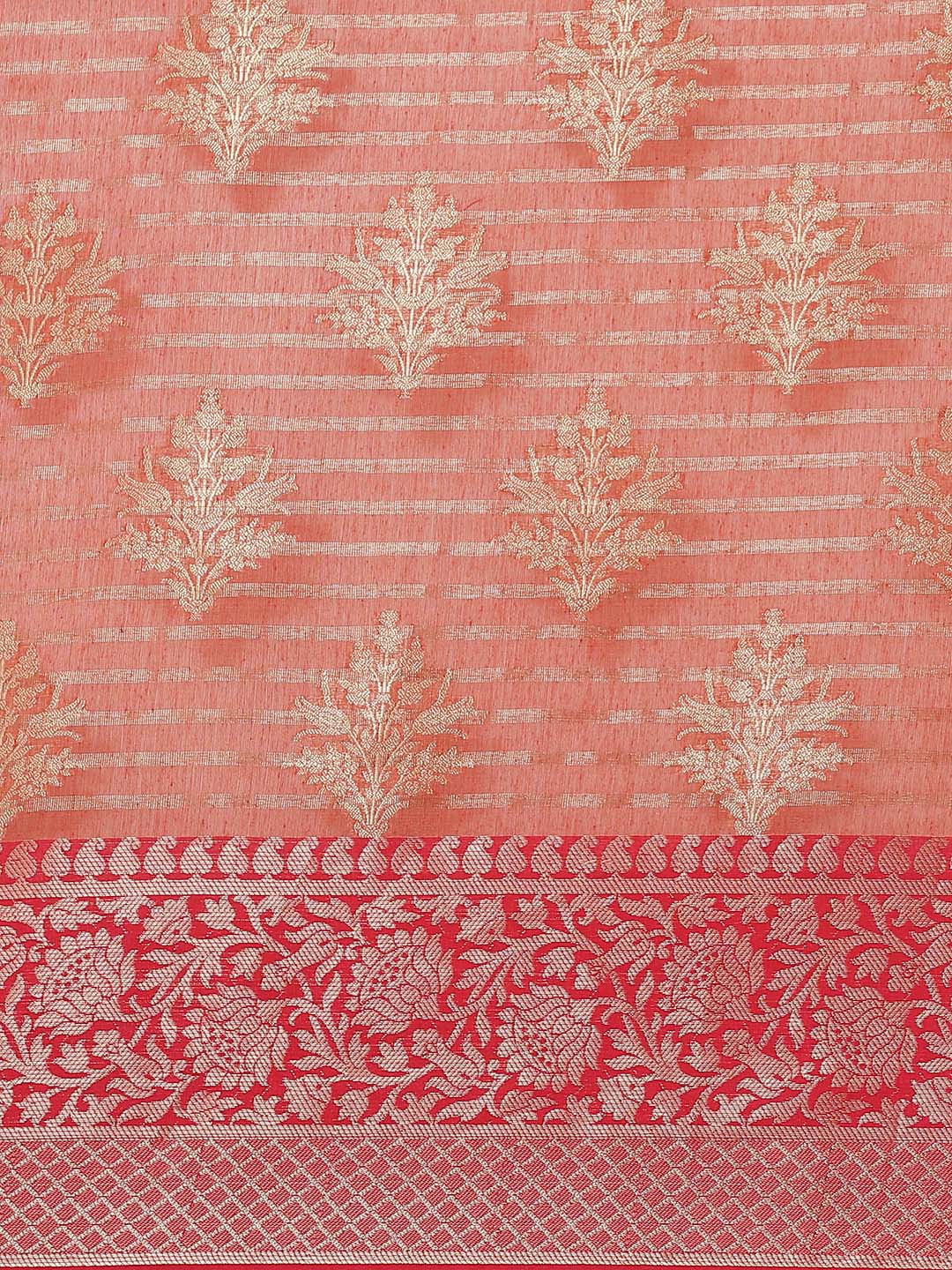 Indethnic Banarasi Coral Woven Design Work Wear Saree - View 2