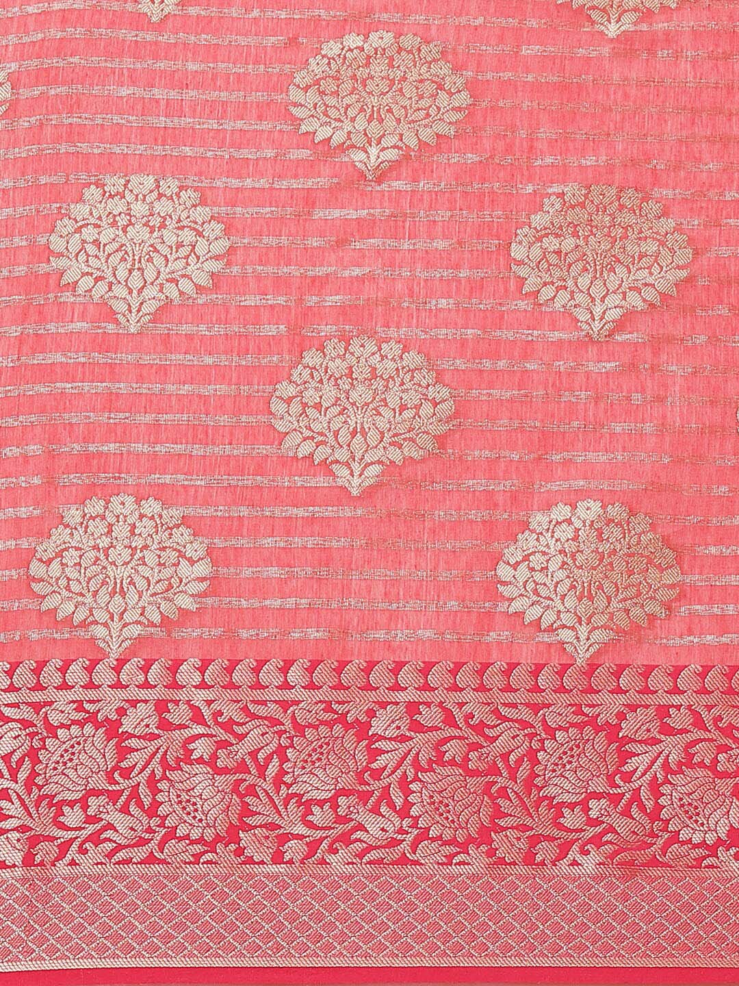 Indethnic Banarasi Coral Woven Design Work Wear Saree - View 2