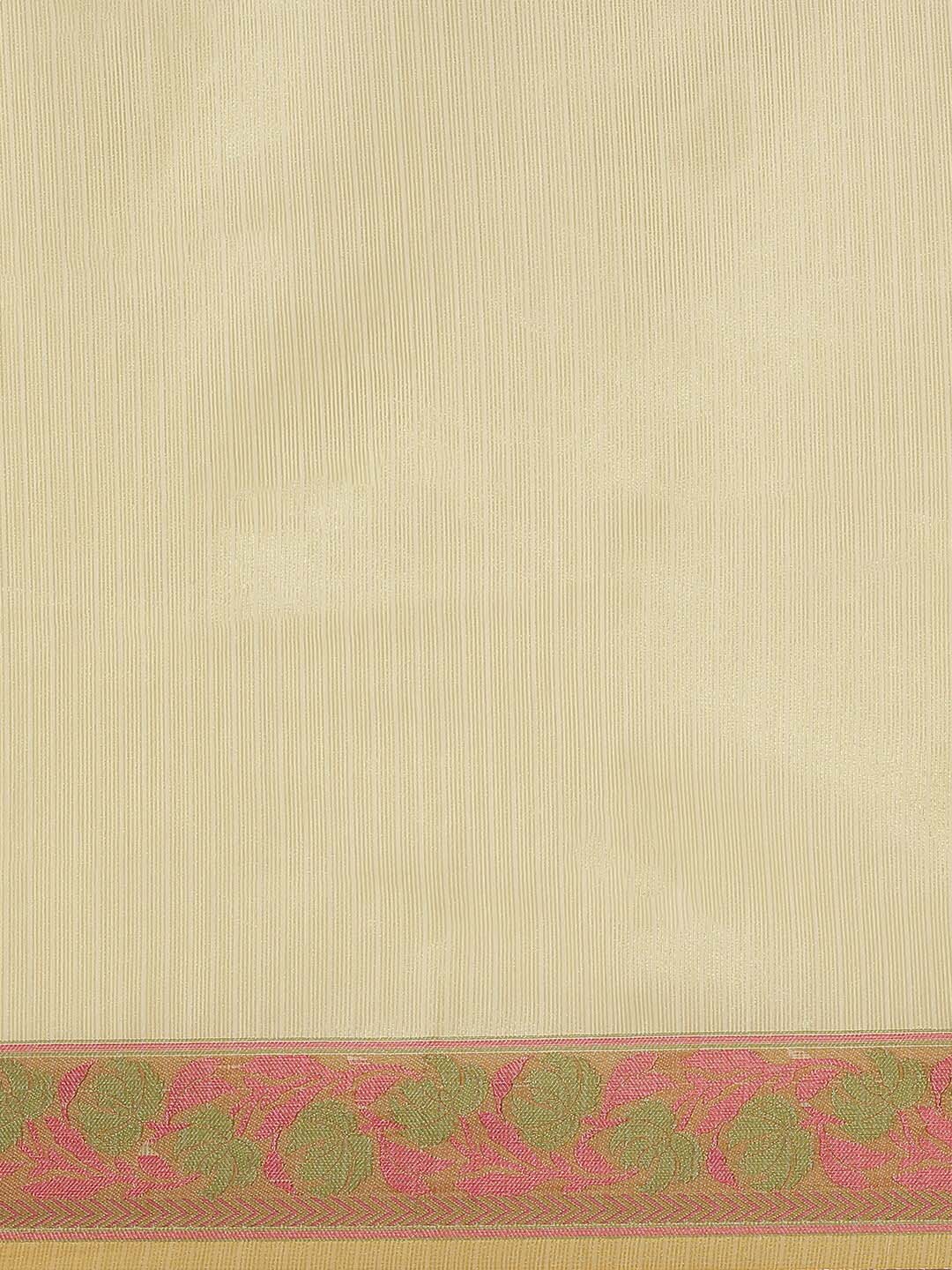 Indethnic Banarasi Cream Woven Design Work Wear Saree - View 2