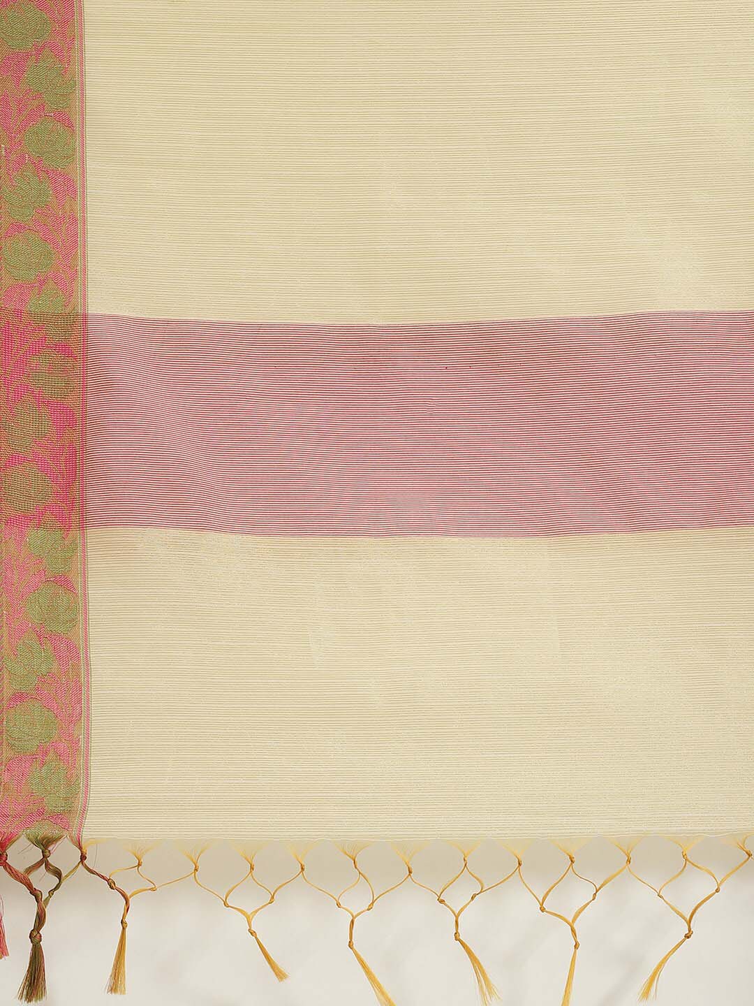 Indethnic Banarasi Cream Woven Design Work Wear Saree - Saree Detail View