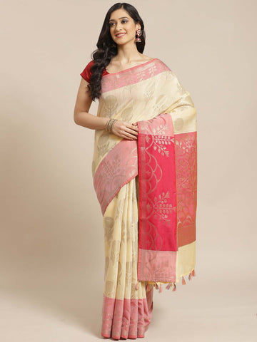 FLORAL JAAL IN IVORY (BANARASI LIVA SAREE)