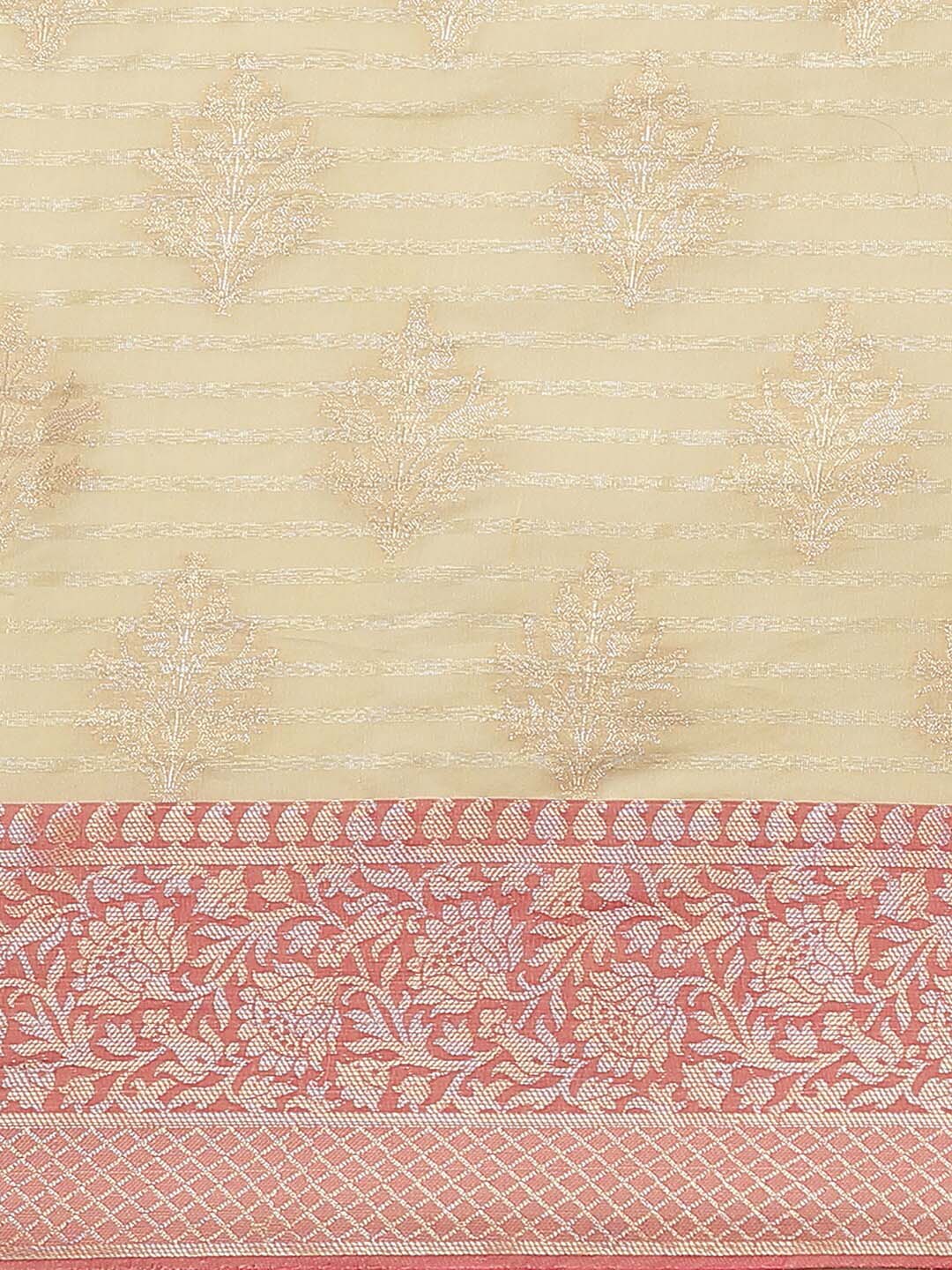 Indethnic Banarasi Cream Woven Design Work Wear Saree - View 2