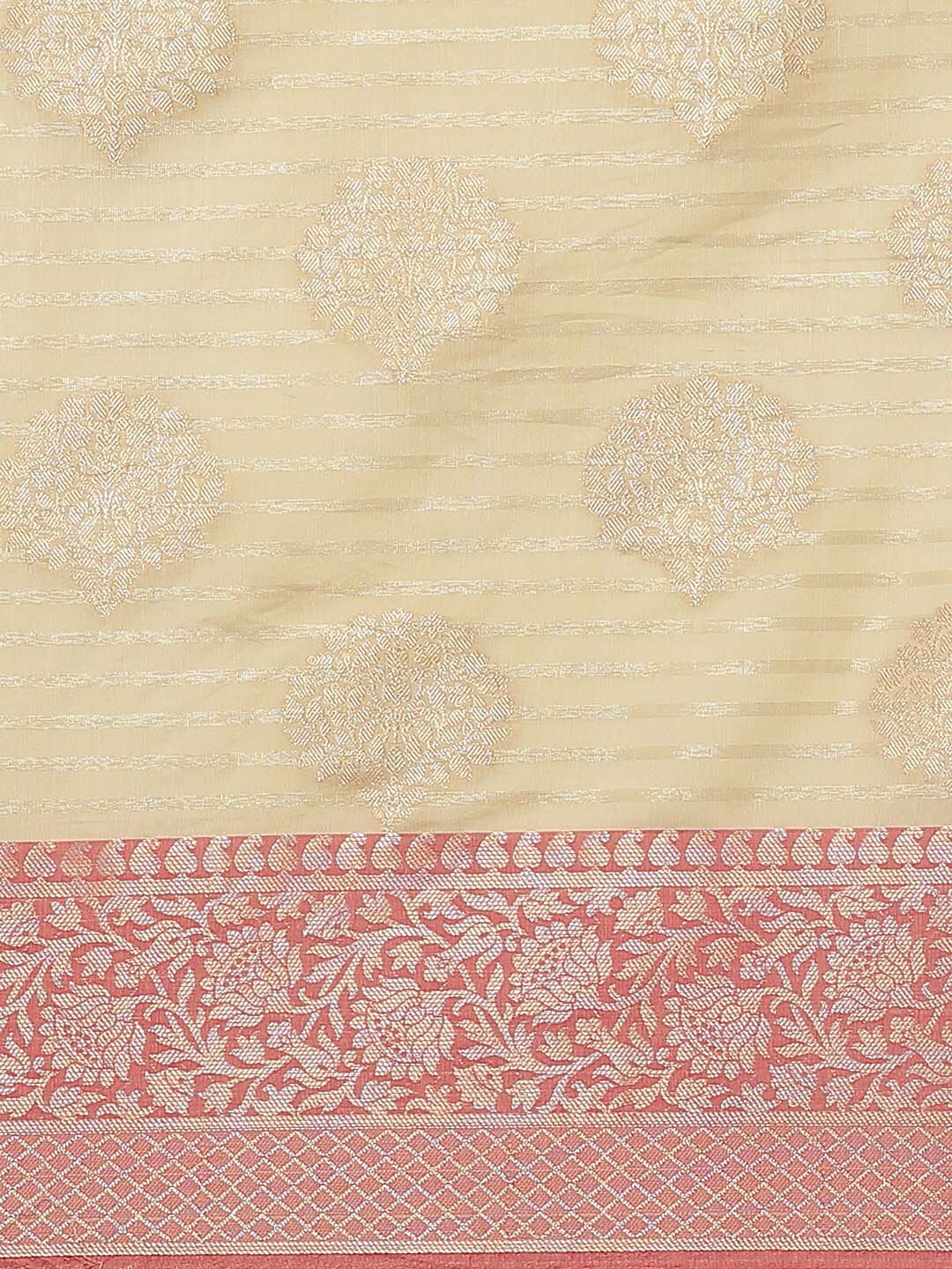 Indethnic Banarasi Cream Woven Design Work Wear Saree - View 2