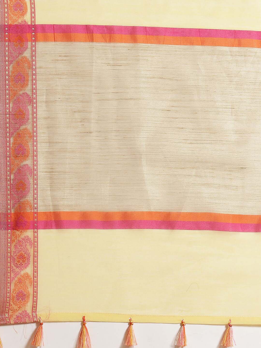 Indethnic Banarasi Gold Solid Daily Wear Saree - Saree Detail View