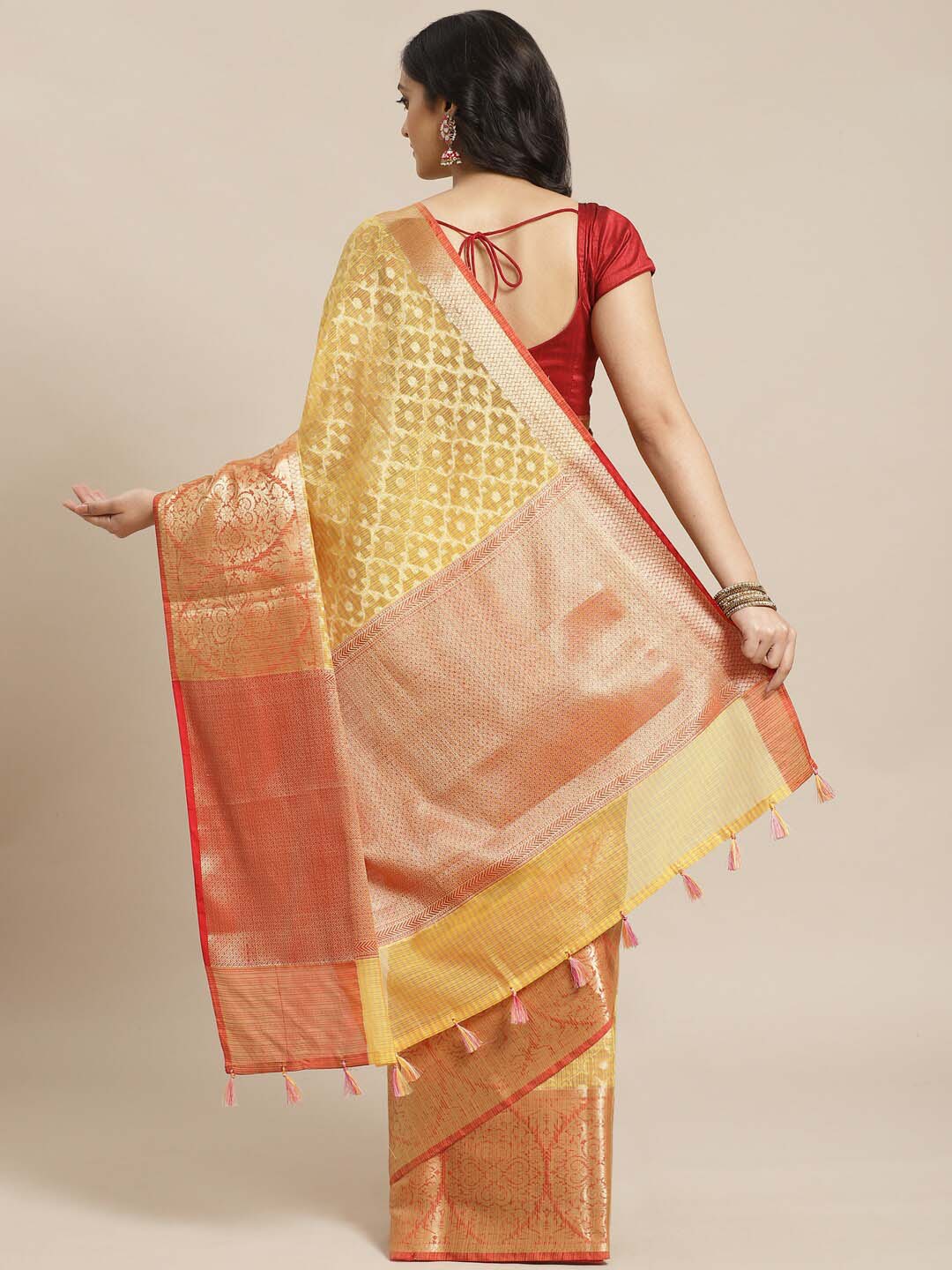 Indethnic Banarasi Gold Woven Design Festive Wear Saree - View 2