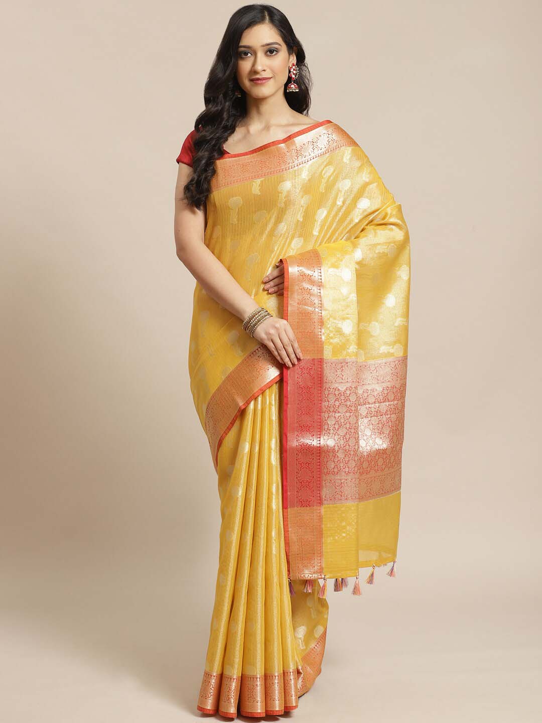 Indethnic Banarasi Gold Woven Design Festive Wear Saree - View 1